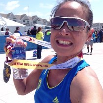 I just had to capture my own victory here, as the husband, who finished the race long since, was nowhere to be found. 