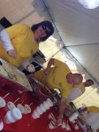 Volunteers, serving coffee, pasta, and pizza!!! And they tasted good!!!
