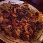 Pre-race dinner: Linguine with Mushrooms. One of my favorite pasta mixes even before turning vegan.