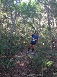 Laura Makey at the entrance to the trail section. 