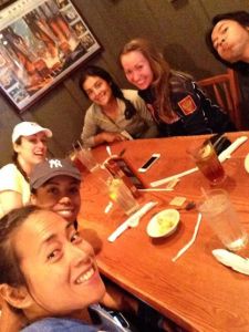 Post-race dinner selfie with Talisa, Mary, Maria, Violet, and Eric @ Cracker and Barrel.
