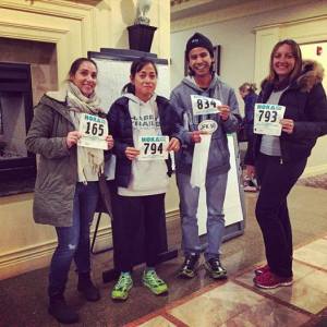 That's my best poker face at the bib pick-up.